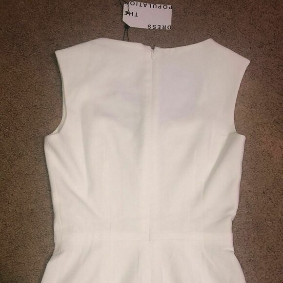 Dress The Population Elle Queen Anne Sweetheart Neck Sheath Midi Dress White XXL - Picture 9 of 12